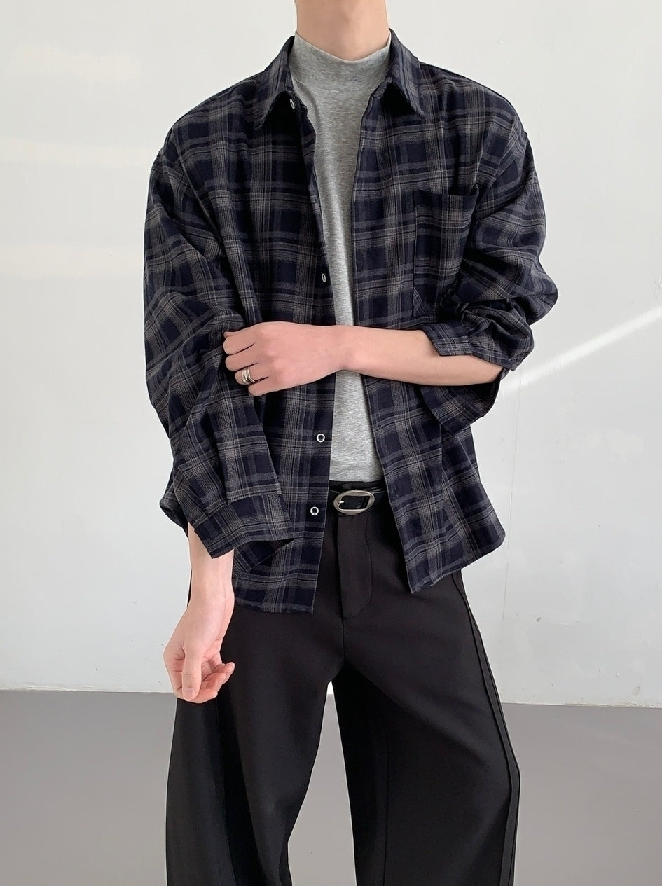 Relaxed Plaid Long Sleeve Commuter Shirt