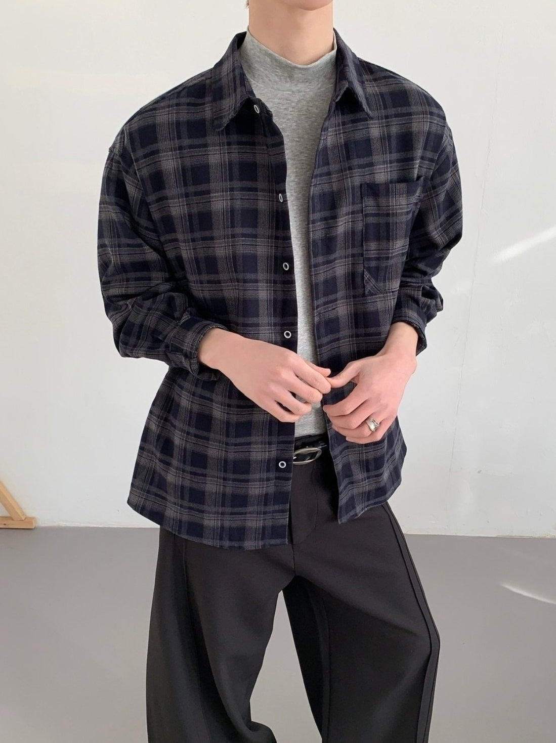 Relaxed Plaid Long Sleeve Commuter Shirt