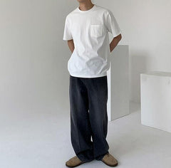 Relaxed Straight Leg Denim Pants