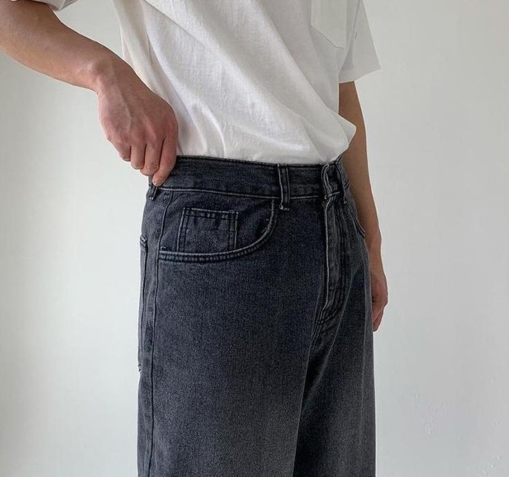 Relaxed Straight Leg Denim Pants