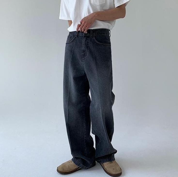 Relaxed Straight Leg Denim Pants