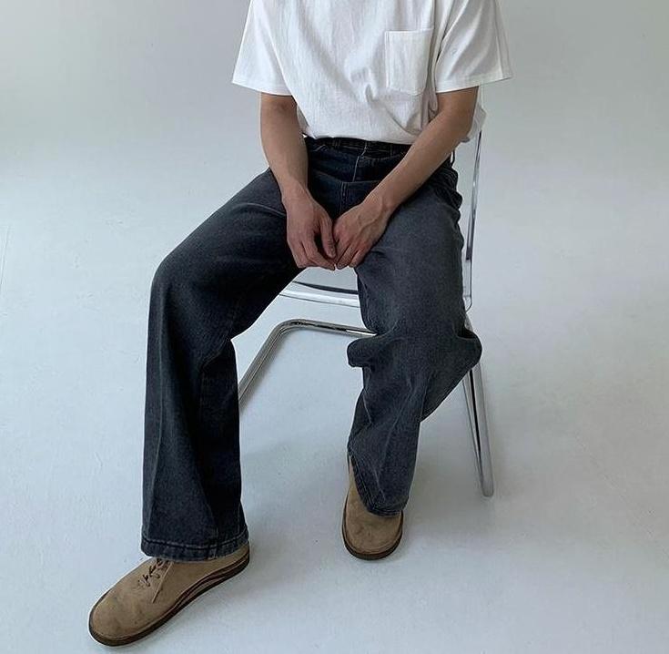 Relaxed Straight Leg Denim Pants