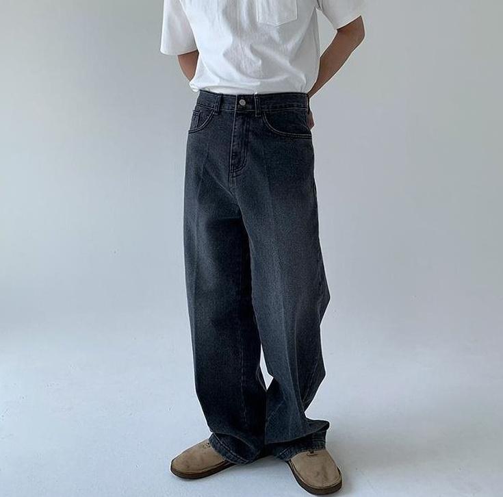 Relaxed Straight Leg Denim Pants