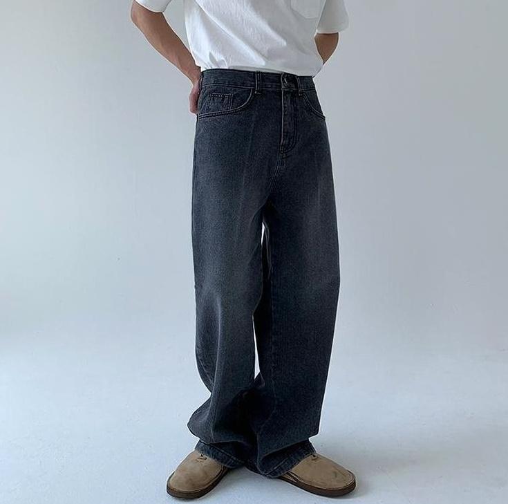 Relaxed Straight Leg Denim Pants