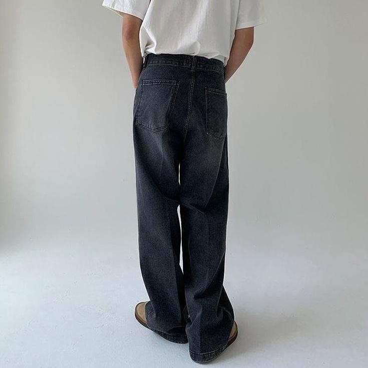 Relaxed Straight Leg Denim Pants