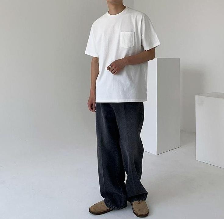 Relaxed Straight Leg Denim Pants