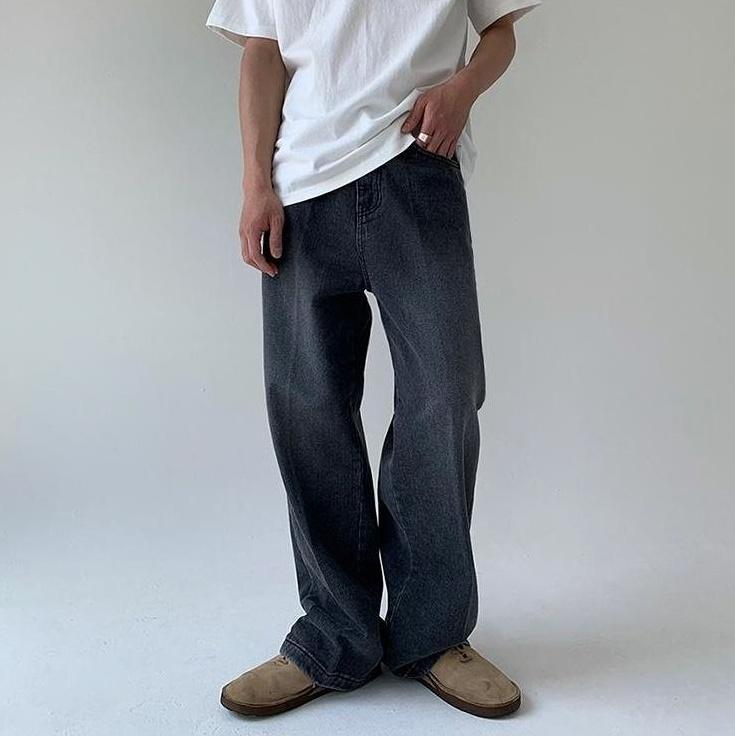 Relaxed Straight Leg Denim Pants