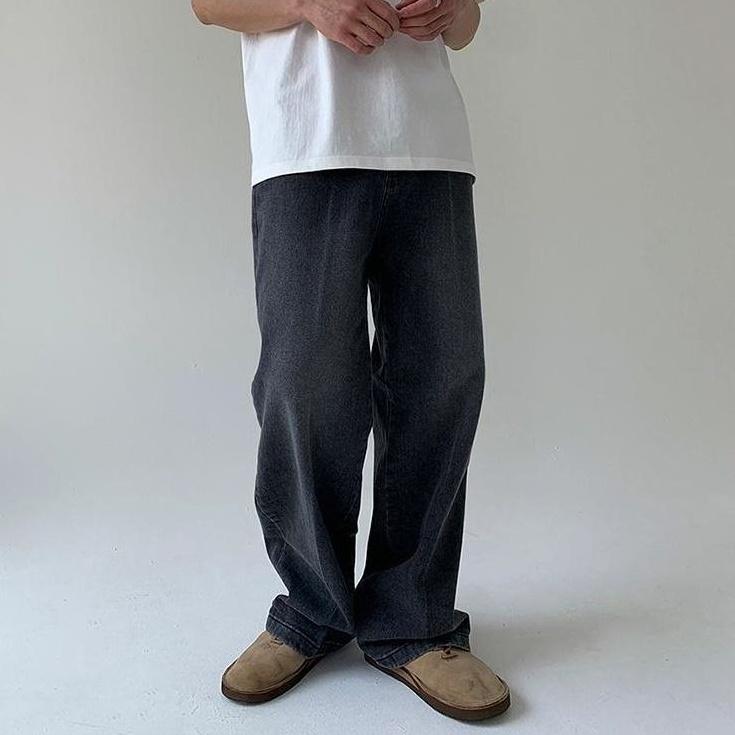 Relaxed Straight Leg Denim Pants