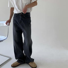 Relaxed Straight Leg Denim Pants
