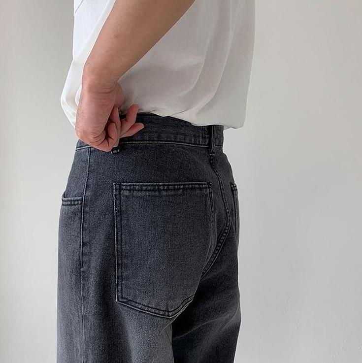 Relaxed Straight Leg Denim Pants