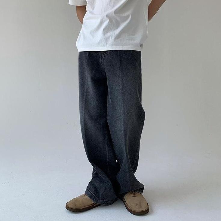 Relaxed Straight Leg Denim Pants