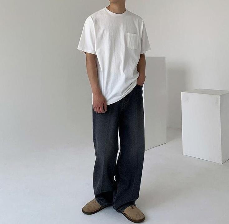 Relaxed Straight Leg Denim Pants