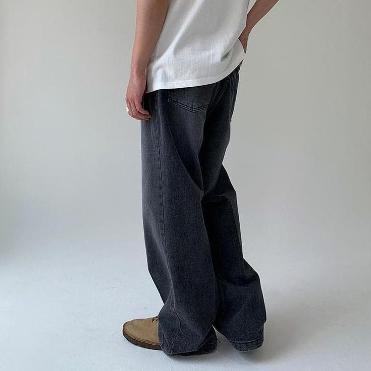Relaxed Straight Leg Denim Pants
