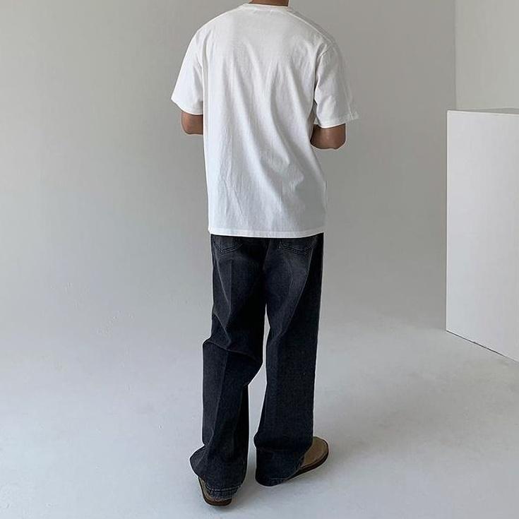 Relaxed Straight Leg Denim Pants