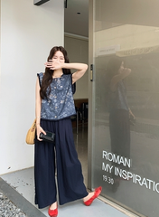 Relaxed Style High Waist Wide Leg Pants Set