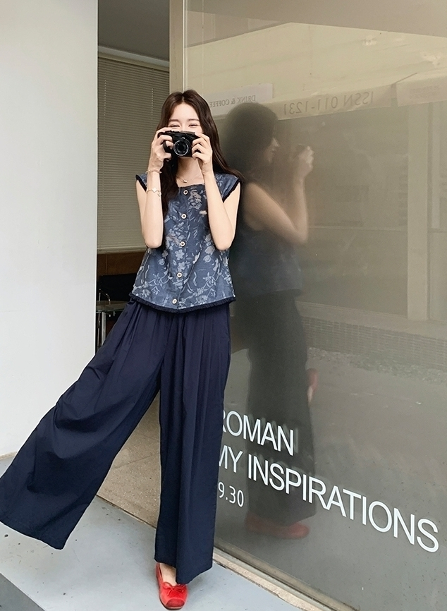 Relaxed Style High Waist Wide Leg Pants Set