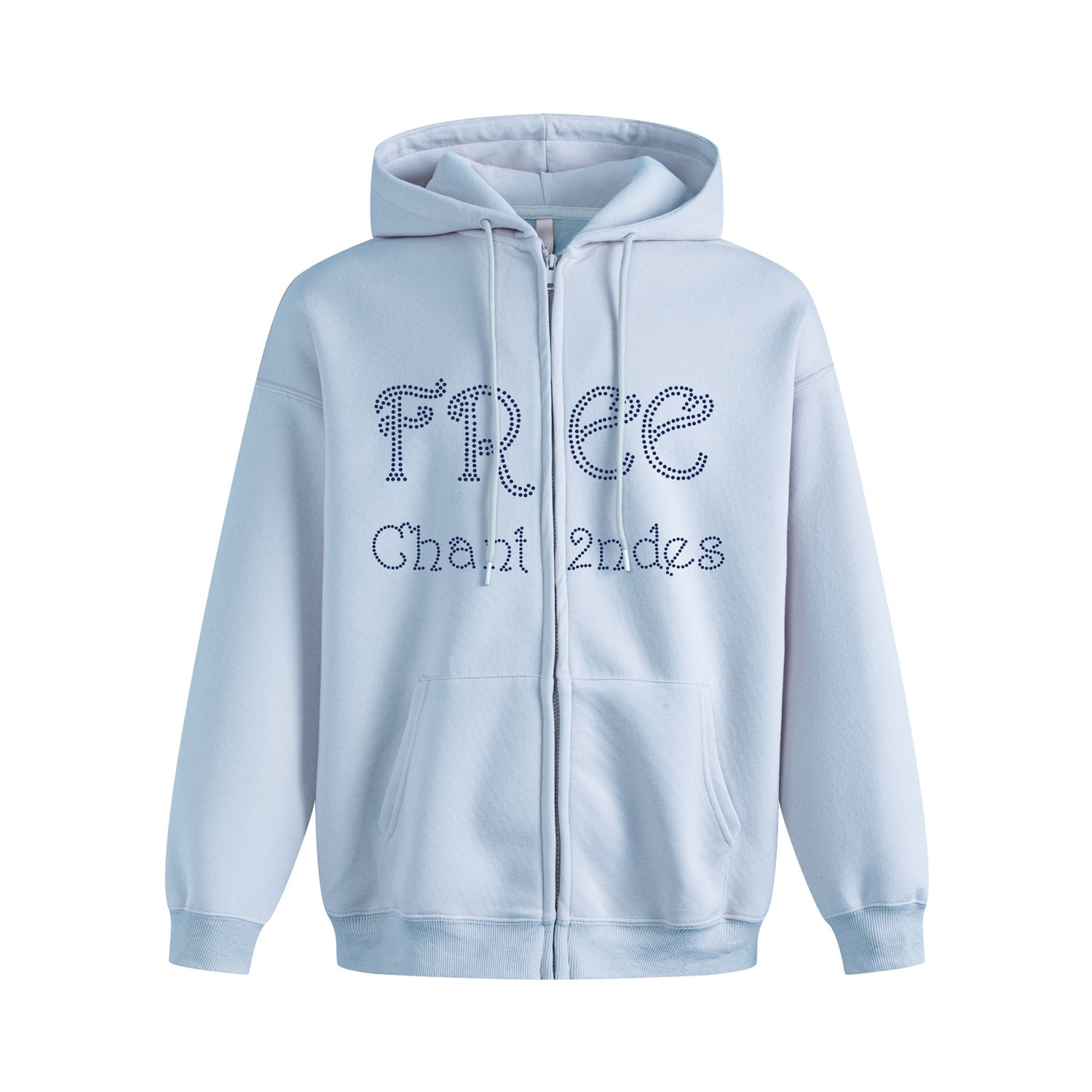 Relaxed Style Rhinestone Letter Hoodie Cardigan