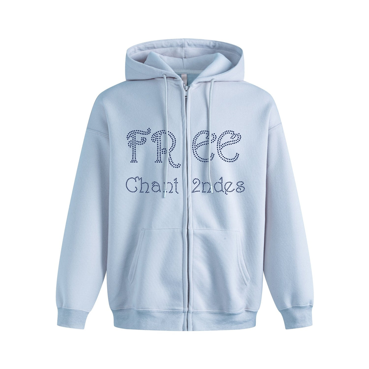 Relaxed Style Rhinestone Letter Hoodie Cardigan
