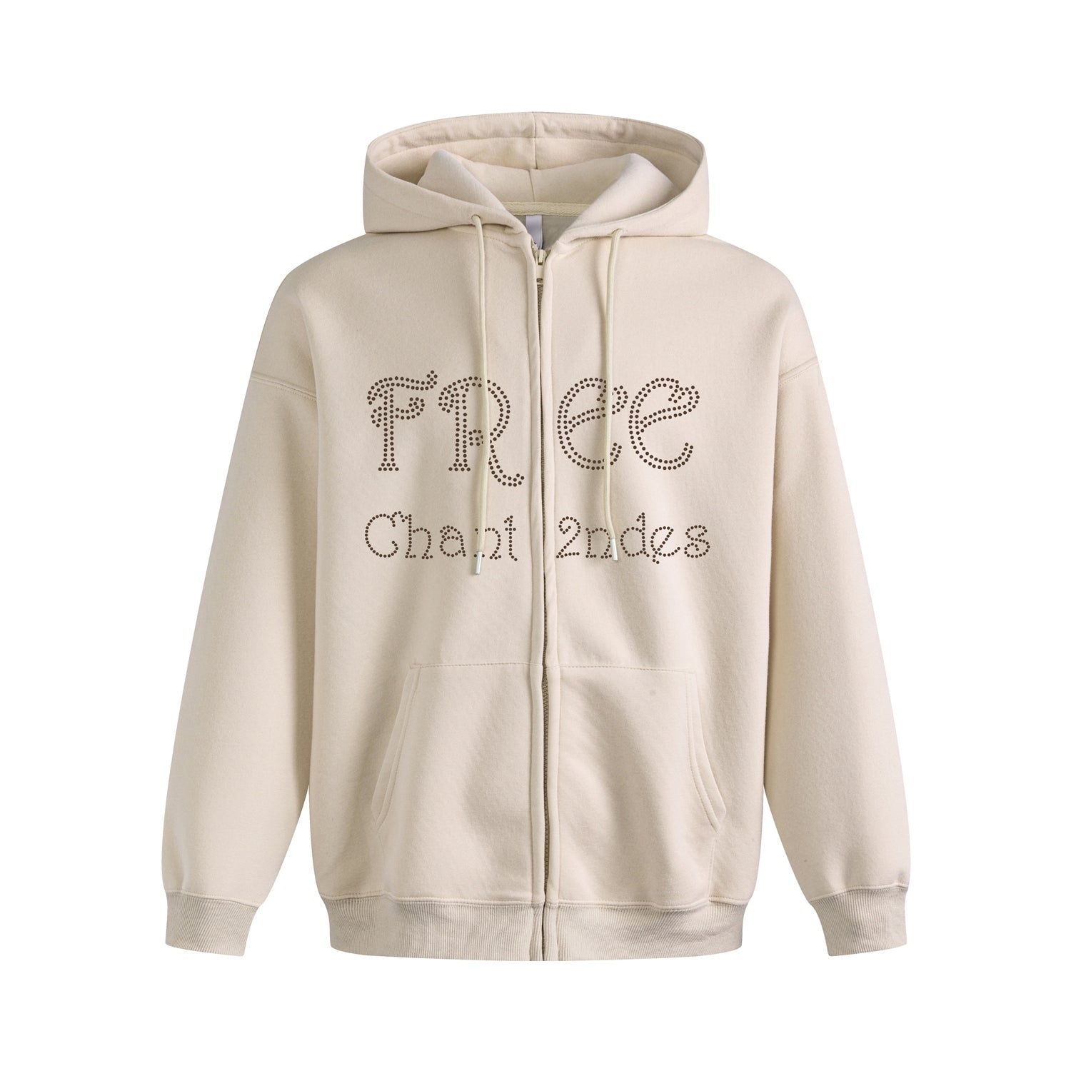 Relaxed Style Rhinestone Letter Hoodie Cardigan