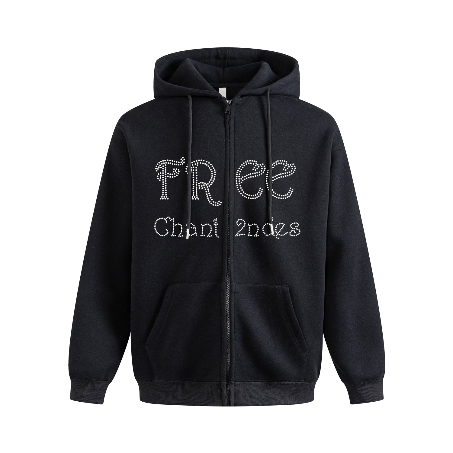 Relaxed Style Rhinestone Letter Hoodie Cardigan