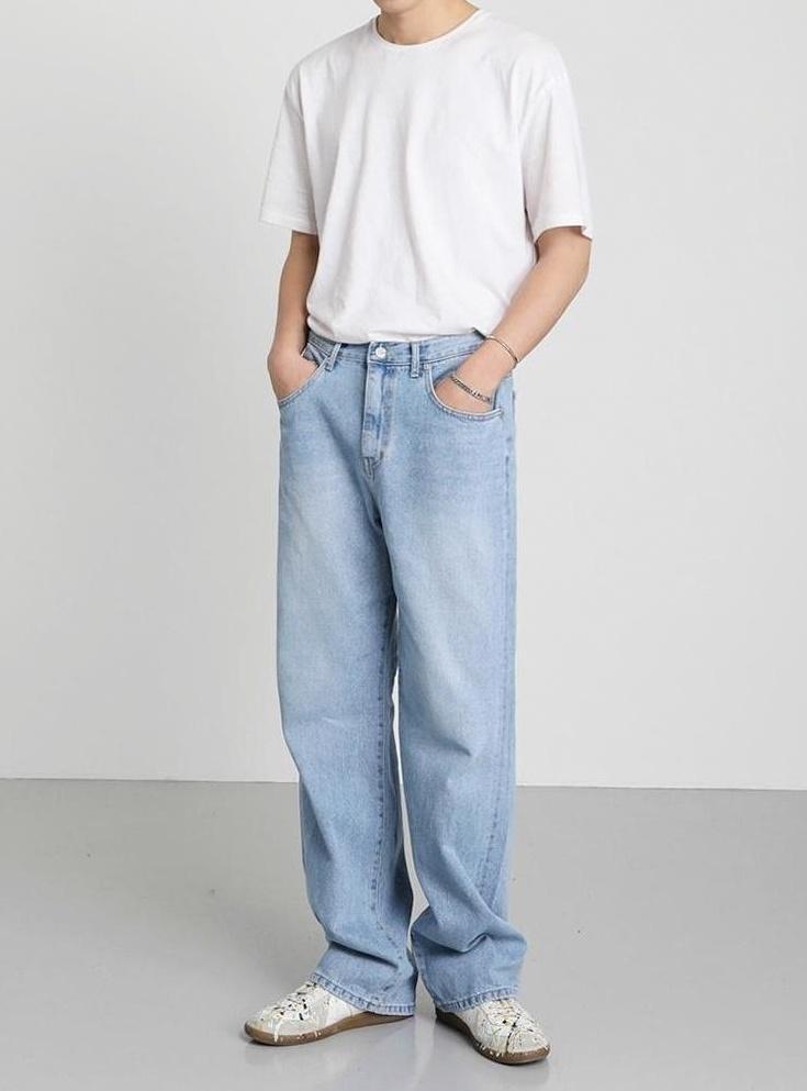 Relaxed Wash Denim Trousers