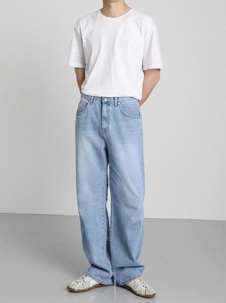 Relaxed Wash Denim Trousers