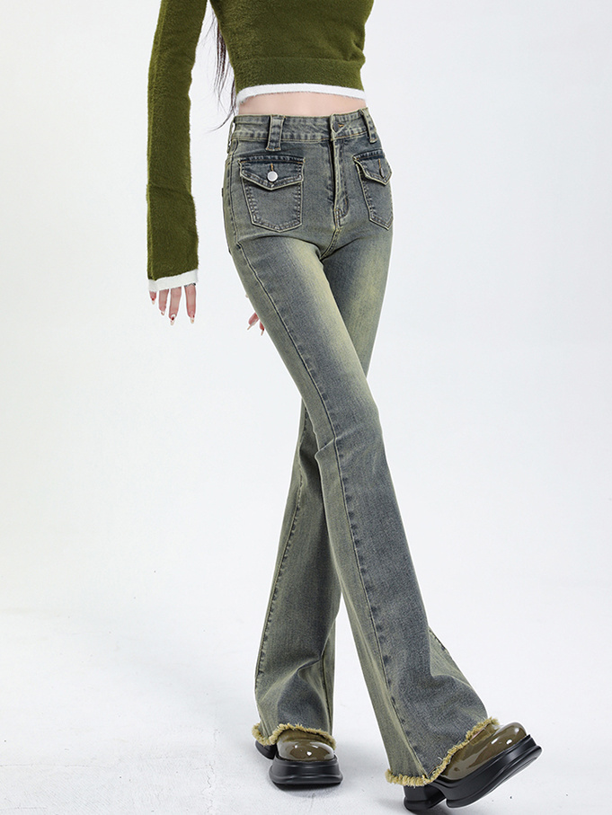 Retro Blue Front Pocket Jeans
