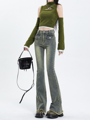 Retro Blue Front Pocket Jeans