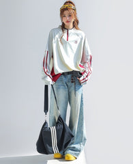 Retro Colorblock Raglan Long Sleeve Sports T Shirt