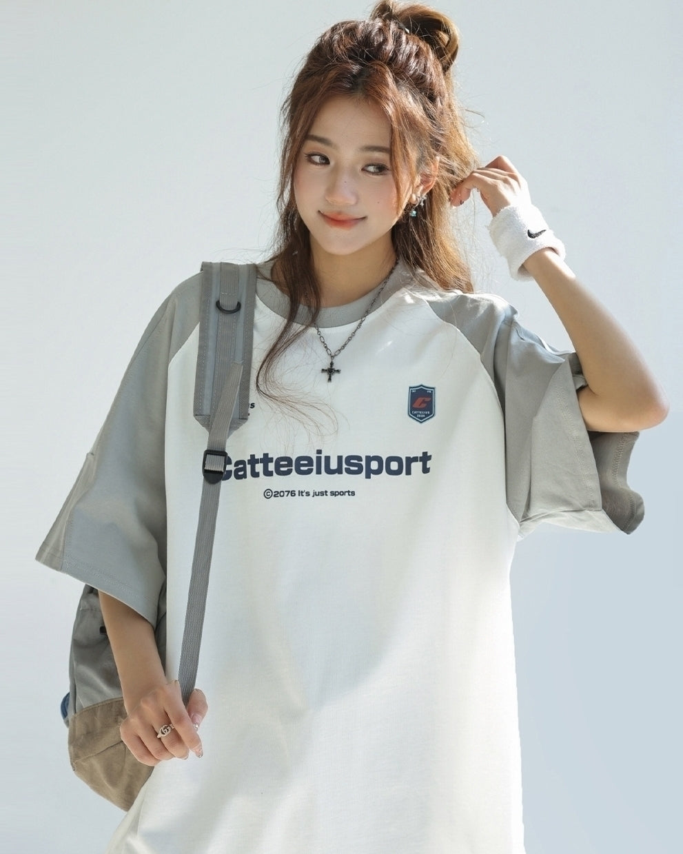 Retro Colorblock Raglan Sleeve Loose Fit T Shirt