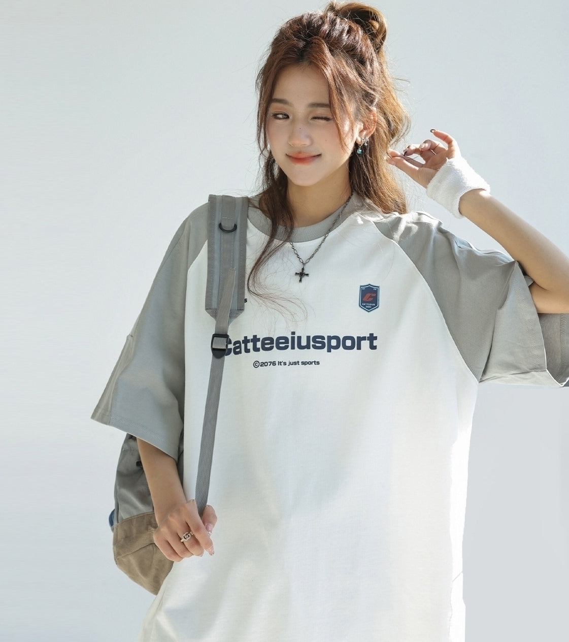 Retro Colorblock Raglan Sleeve Loose Fit T Shirt