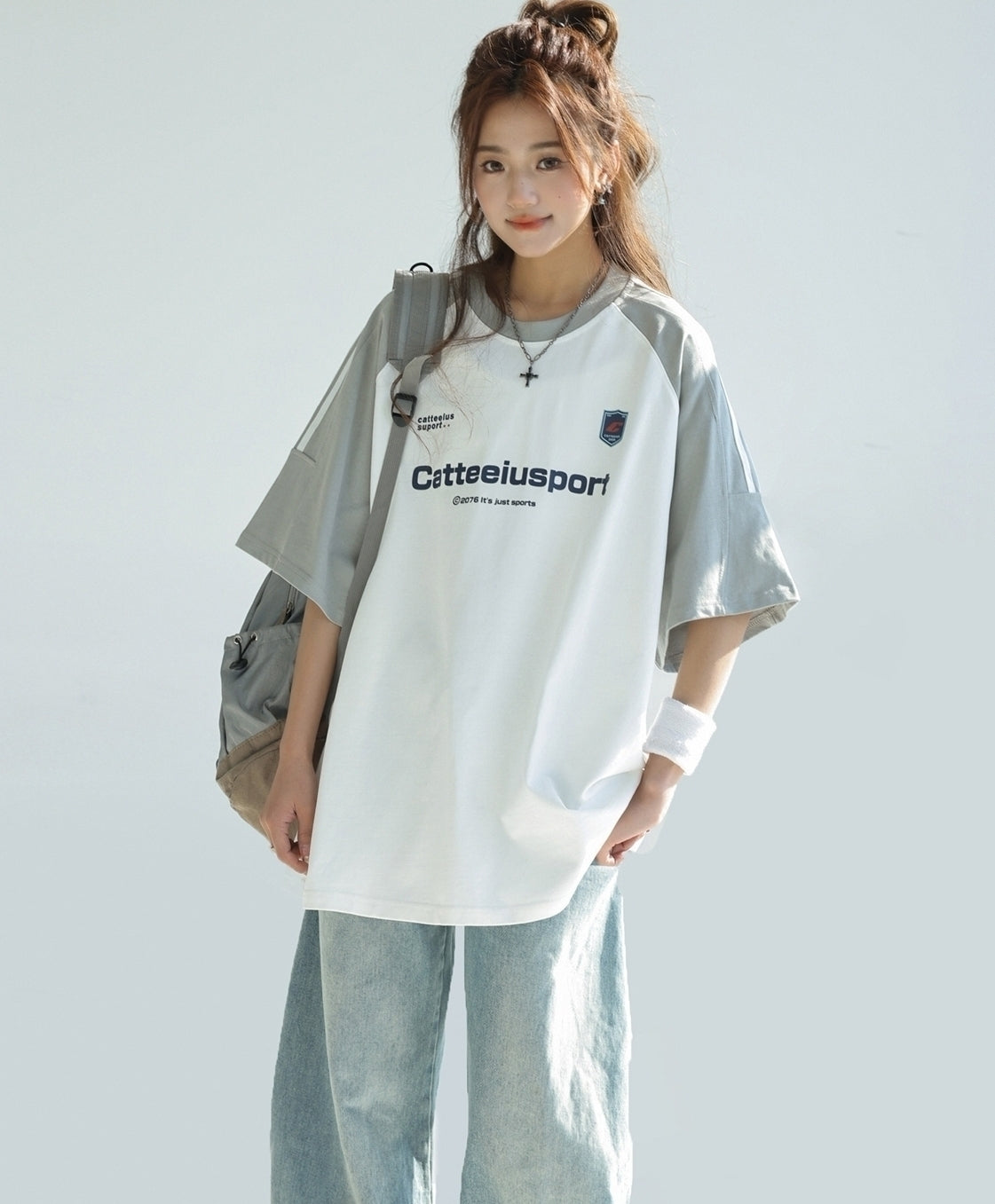 Retro Colorblock Raglan Sleeve Loose Fit T Shirt