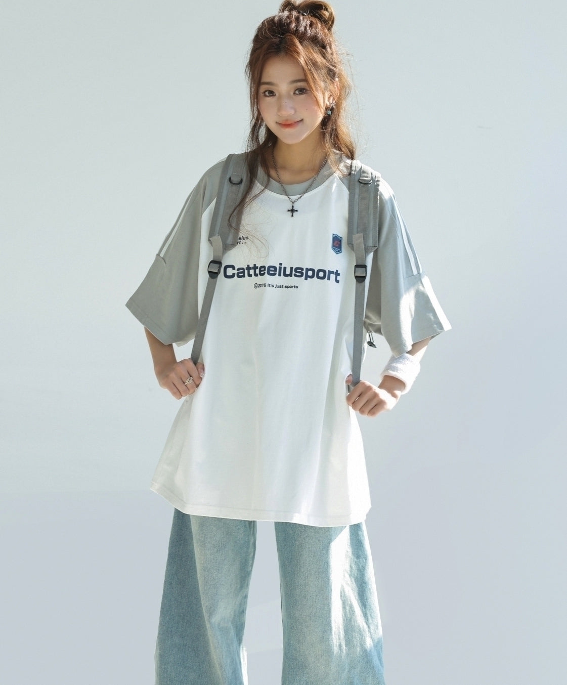 Retro Colorblock Raglan Sleeve Loose Fit T Shirt