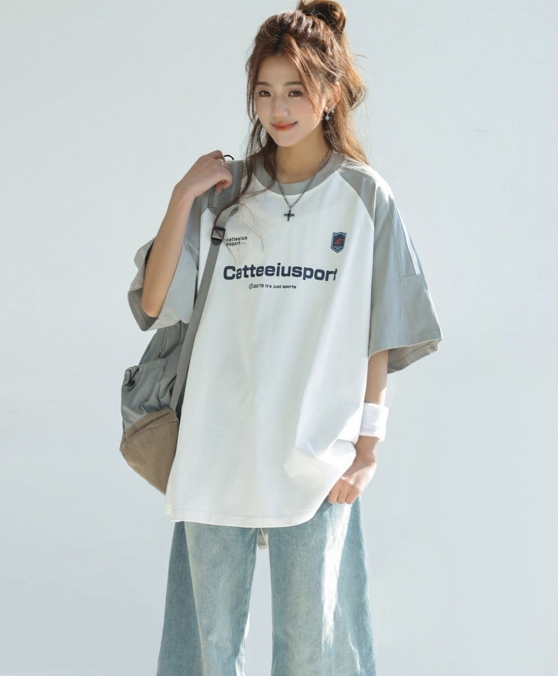 Retro Colorblock Raglan Sleeve Loose Fit T Shirt