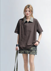 Retro Plaid Patchwork Polo Shirt