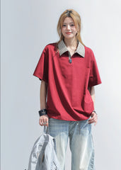 Retro Plaid Patchwork Polo Shirt