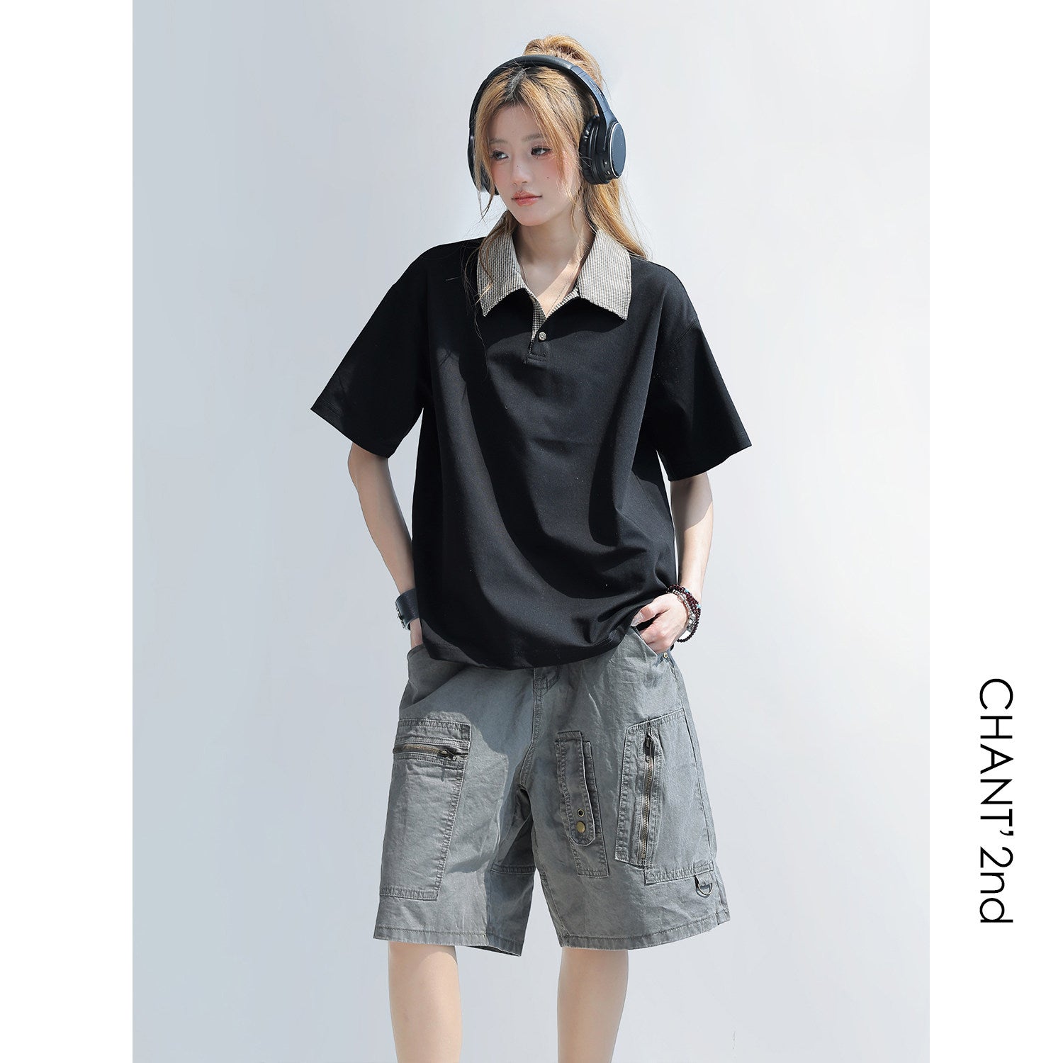 Retro Plaid Patchwork Polo Shirt
