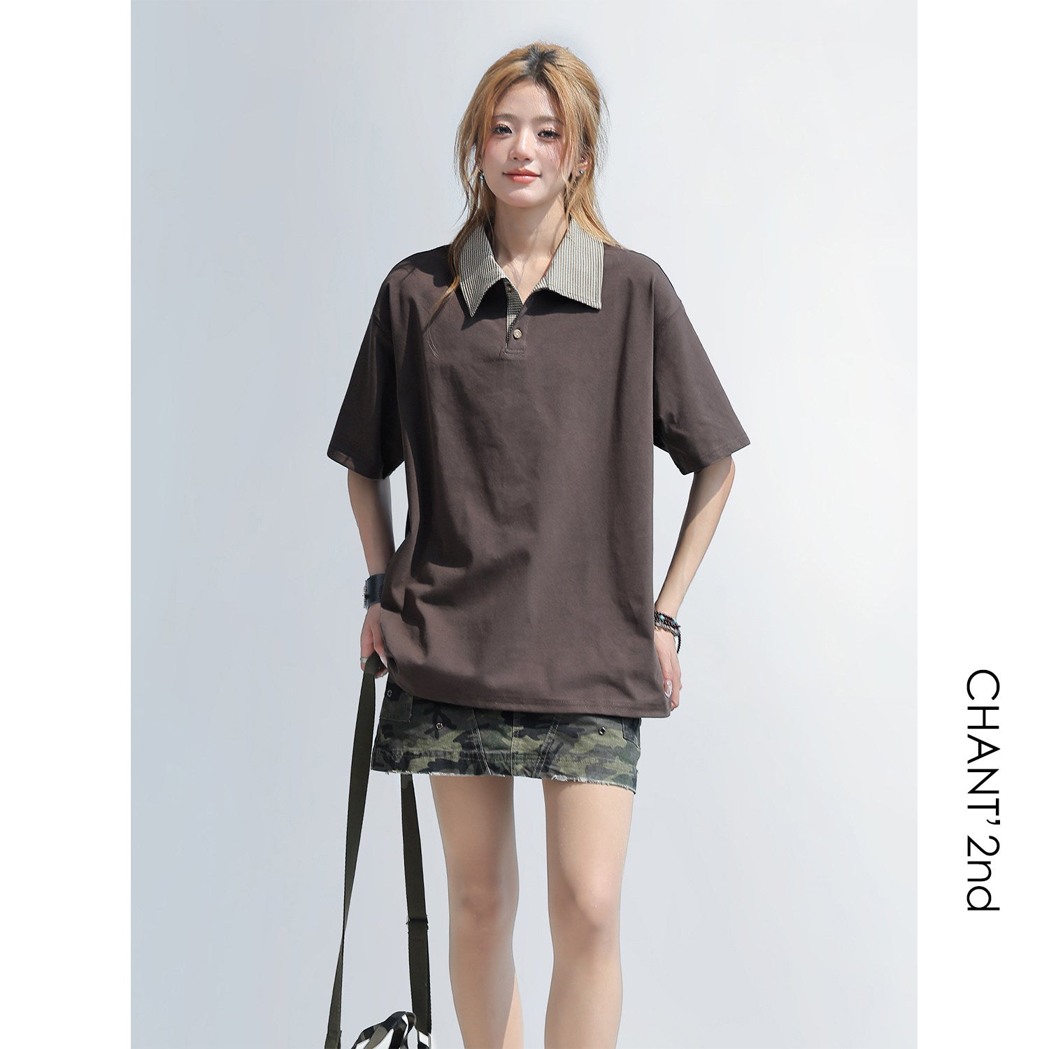 Retro Plaid Patchwork Polo Shirt