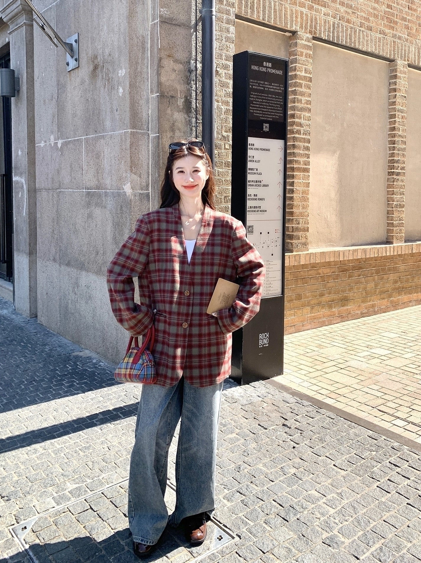 Retro Plaid Relaxed Fit Blazer Fashion Jacket