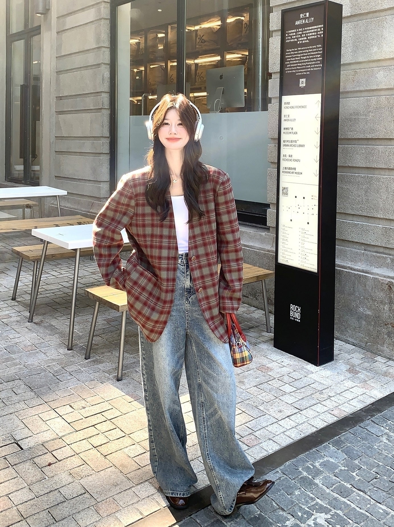 Retro Plaid Relaxed Fit Blazer Fashion Jacket