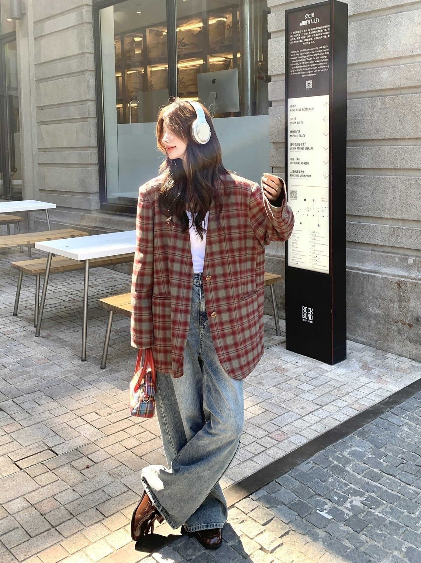 Retro Plaid Relaxed Fit Blazer Fashion Jacket