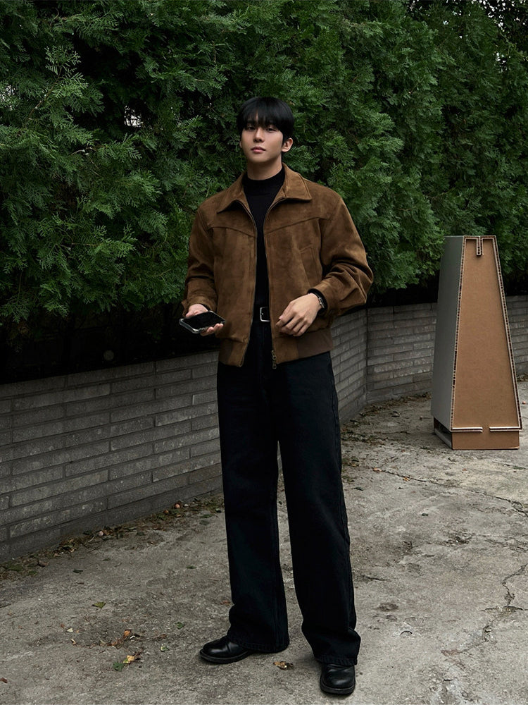 Retro Short Faux Suede Lapel Jacket