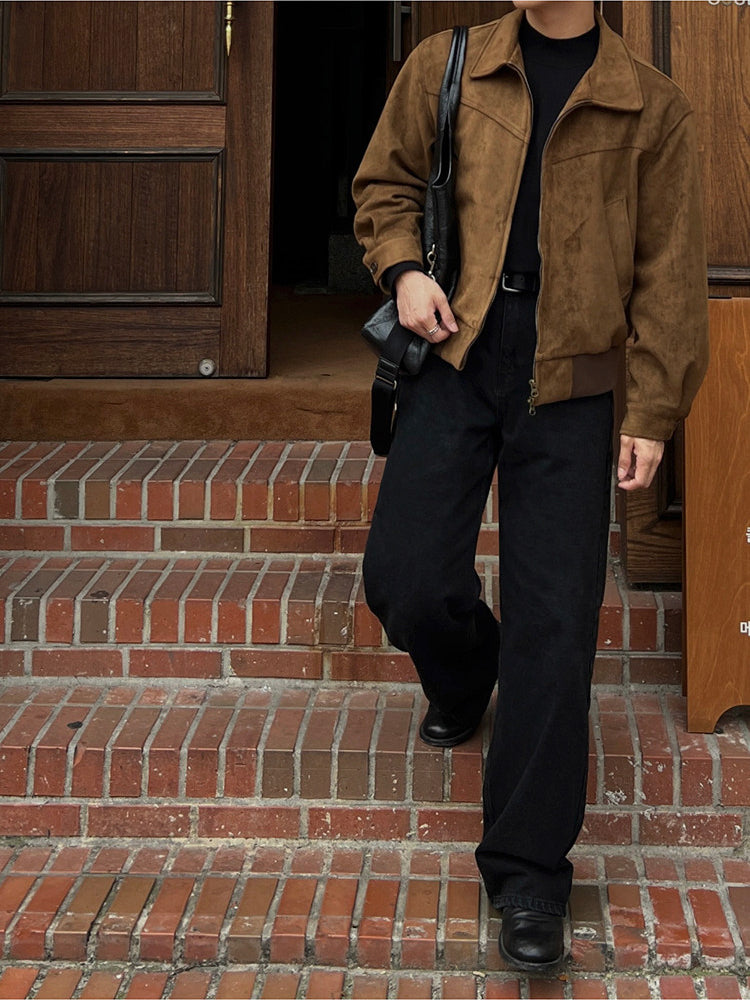 Retro Short Faux Suede Lapel Jacket
