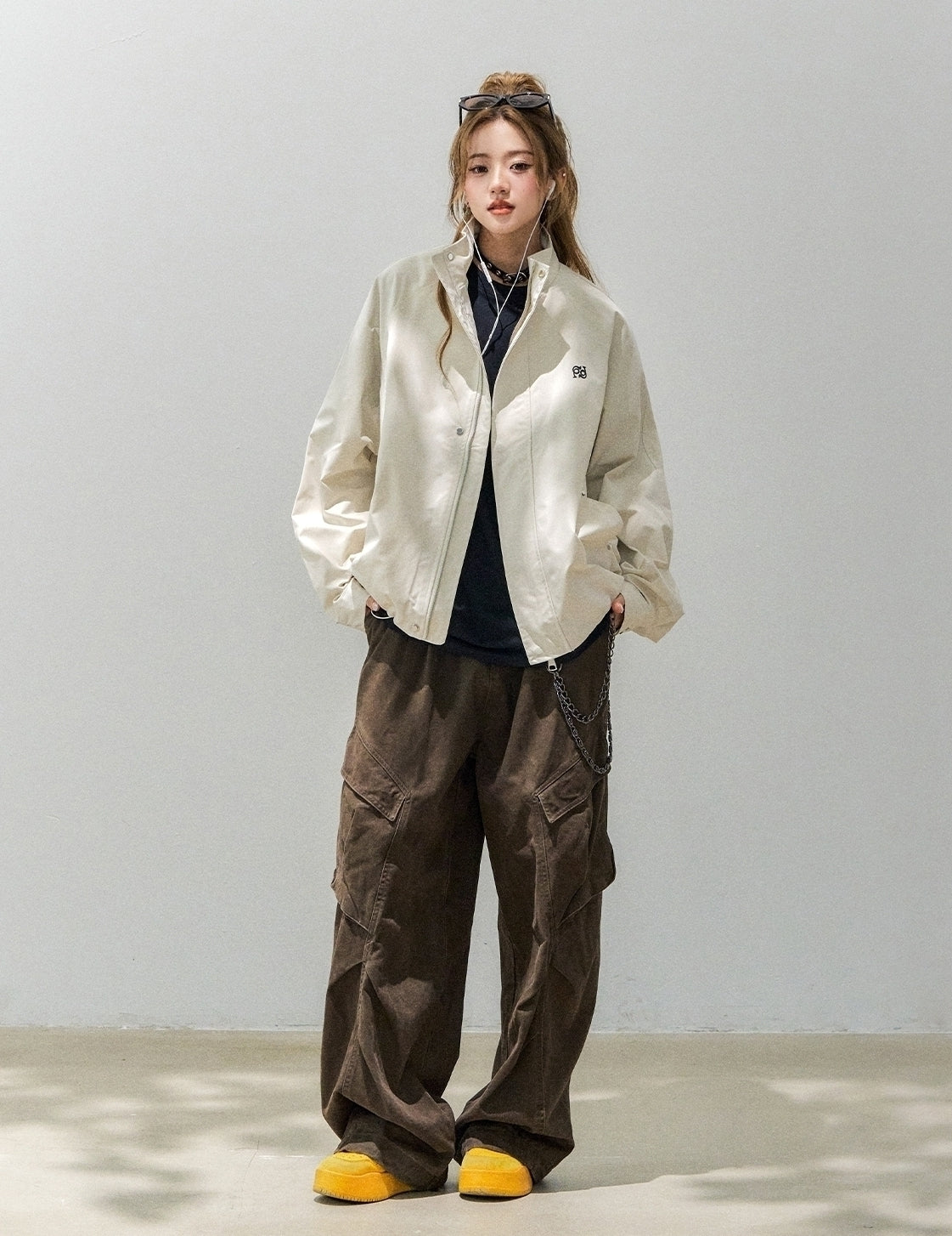 Retro Stand Collar Casual Embroidered Letter Workwear Jacket
