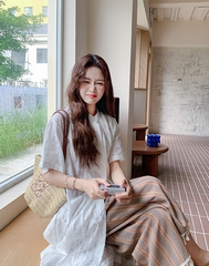 Retro Striped Fringe Shirt And Wide Leg Pants Set