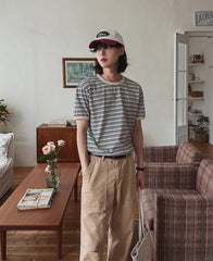 Retro Striped Short Sleeve T Shirt