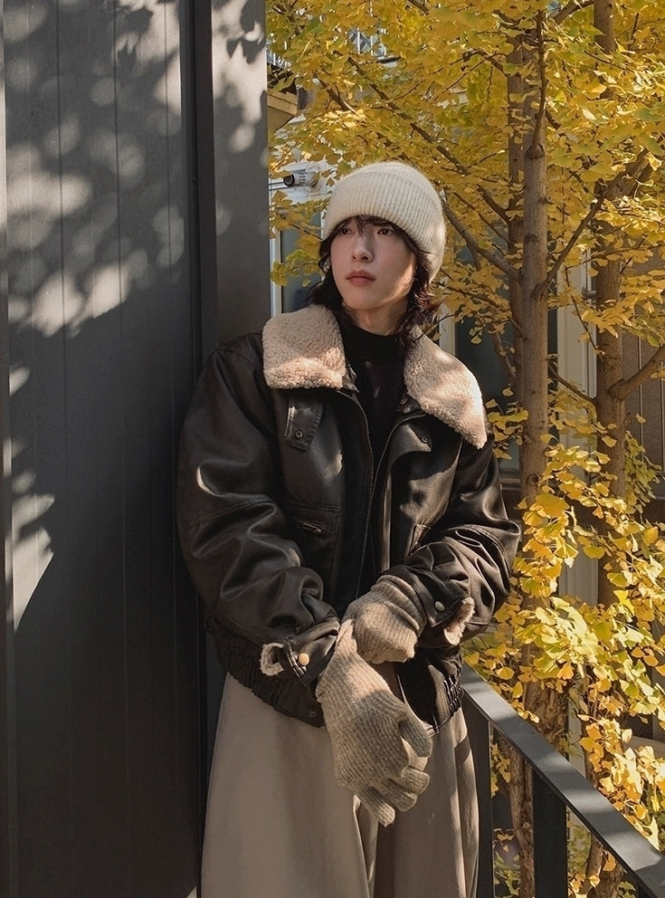 Retro Style Short PU Leather Padded Jacket