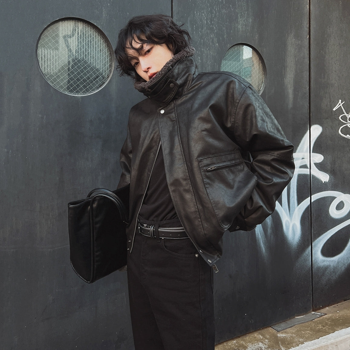 Retro Style Short PU Leather Padded Jacket