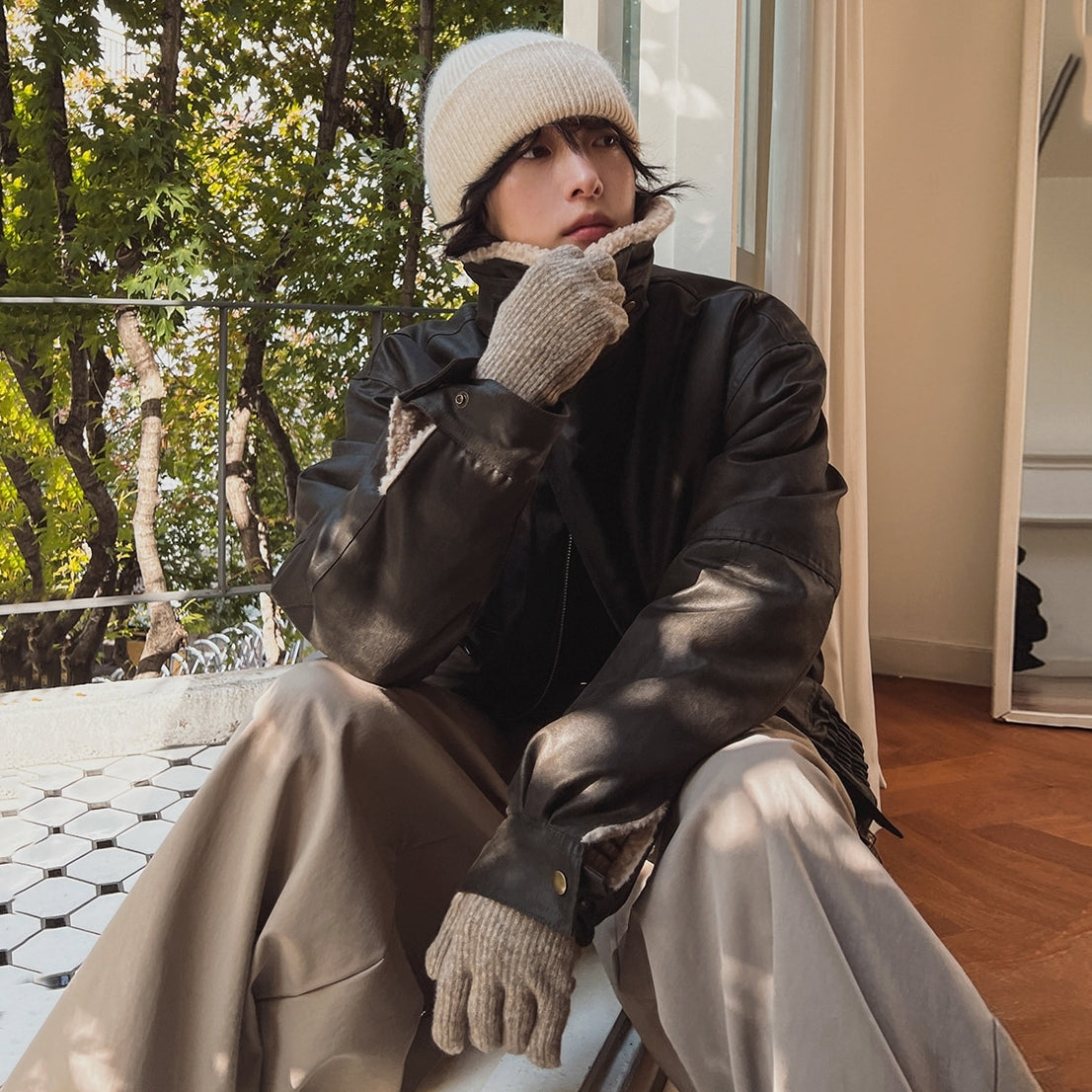 Retro Style Short PU Leather Padded Jacket