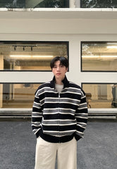 Reversible Striped Stand Collar Down Jacket